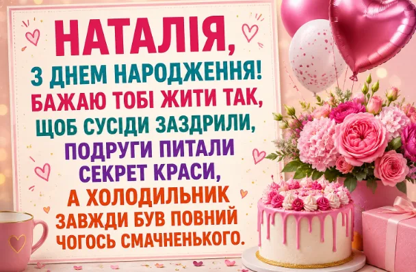 Привітання з Днем народження для Наталі 